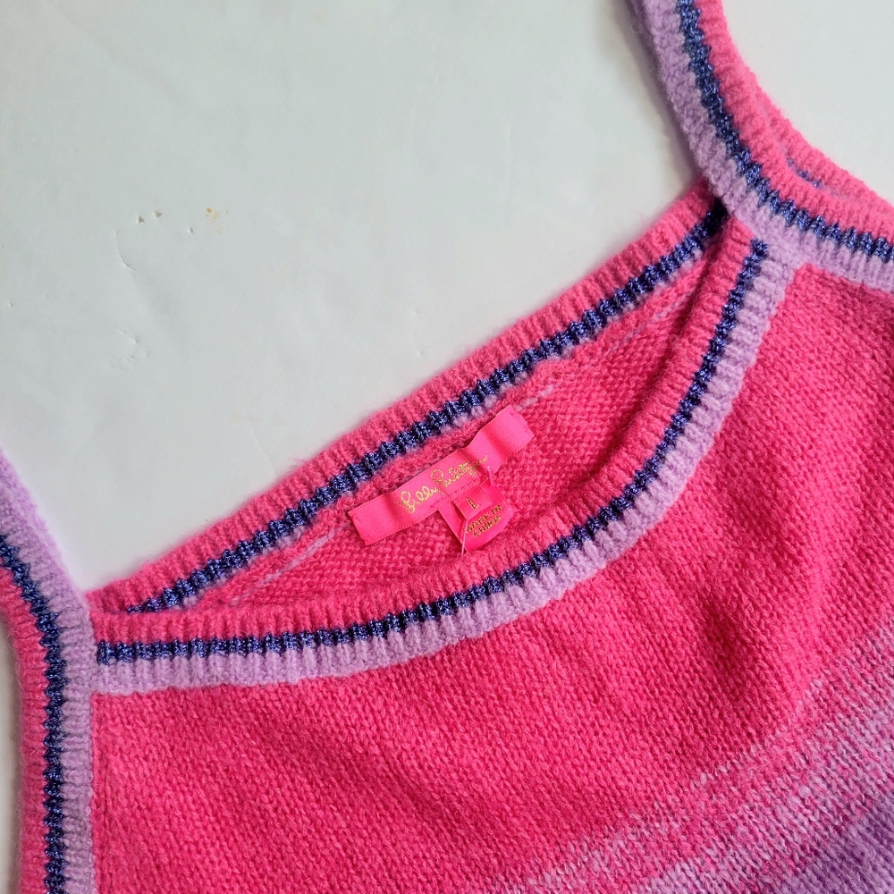 Lilly Pulitzer Tessalynn Pink & Purple Cardigan w/ Matching Tank Top Set - Picture 13 of 16